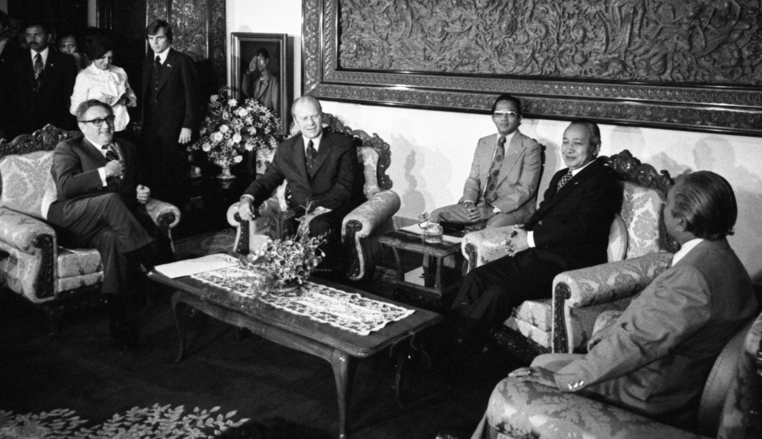Indonesian President Suharto with U.S. President Gerald Ford in Jakarta, one day before the Indonesian invasion of East Timor 